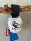 Preview: swisstrailbell Handbemalt Globi auf dem Mountainbike, Band hellblau