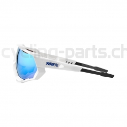 100% Speedtrap Matte White-HiPER Blue Brille