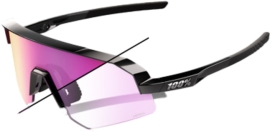 100% Slendale SL Gloss Black - Photochromic Purple Mirror Brille