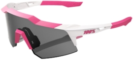 100% Speedcraft XS Puddy Pink White - Smoke Brille