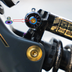 Preview: Better Bolts Rock Shox Vivid/Super Deluxe 2023+ (Coil/Air) Dämfer Compression Bolt Titan rainbow