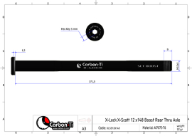 Carbon Ti X-Lock X-Scott Boost 12x148 M12x1 red Steckachse