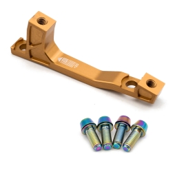 Freedom Coast Disc Adapter Postmount 160/180mm +20mm champagne gold inkl. Better Bolts Titan-Schrauben rainbow