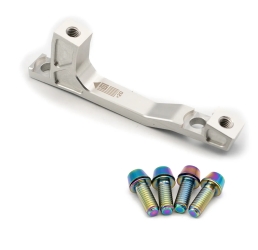 Freedom Coast Disc Adapter Postmount 160/180mm +20mm raw silver inkl. Better Bolts Titan-Schrauben rainbow