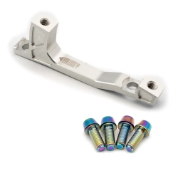 Freedom Coast Disc Adapter Postmount 200mm +20mm raw silver inkl. Better Bolts Titan-Schrauben rainbow
