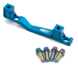 Freedom Coast Disc Adapter Postmount +43mm blue inkl. Better Bolts Titan-Schrauben rainbow