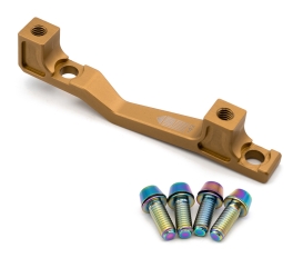Freedom Coast Disc Adapter Postmount +43mm champagne gold inkl. Better Bolts Titan-Schrauben rainbow