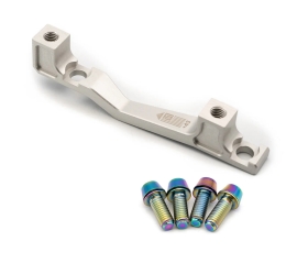 Freedom Coast Disc Adapter Postmount +43mm raw silver inkl. Better Bolts Titan-Schrauben rainbow