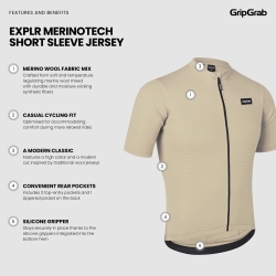 GripGrab EXPLR Merinotech Short Sleeve Jersey beige