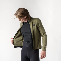 GripGrab EXPLR Merinotech Thermal Long Sleeve Jersey olive green