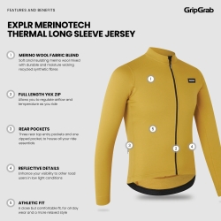 GripGrab EXPLR Merinotech Thermal Long Sleeve Jersey olive green
