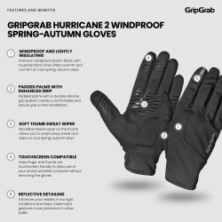 GripGrab Hurricane 2 Windproof Spring-Autumn Gloves black