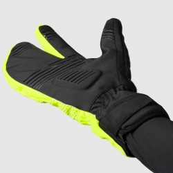 Preview: GripGrab RIDE Windproof Deep Winter Lobster Gloves yellow hi-vis