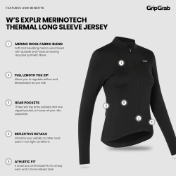 GripGrab Women's EXPLR Merinotech Thermal Long Sleeve Jersey black