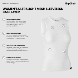 GripGrab Women's Ultralight Mesh Sleeveless Base Layer white