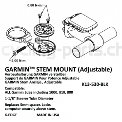 K-Edge Adjustable Garmin Stem Mount black K13-530