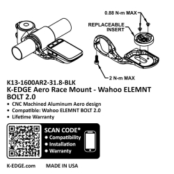 K-Edge Aero Race Mount for Wahoo Elemnt Bolt 2.0