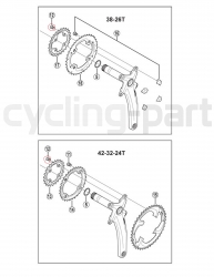 Shimano Dura Ace FC-R9200/FC-R9100/FC-9000/Ultegra FC-R8100/FC-R8000/FC-6800/XTR FC-M980 3x10/XTR FC-M980 2x10 Kettenblattschrauben