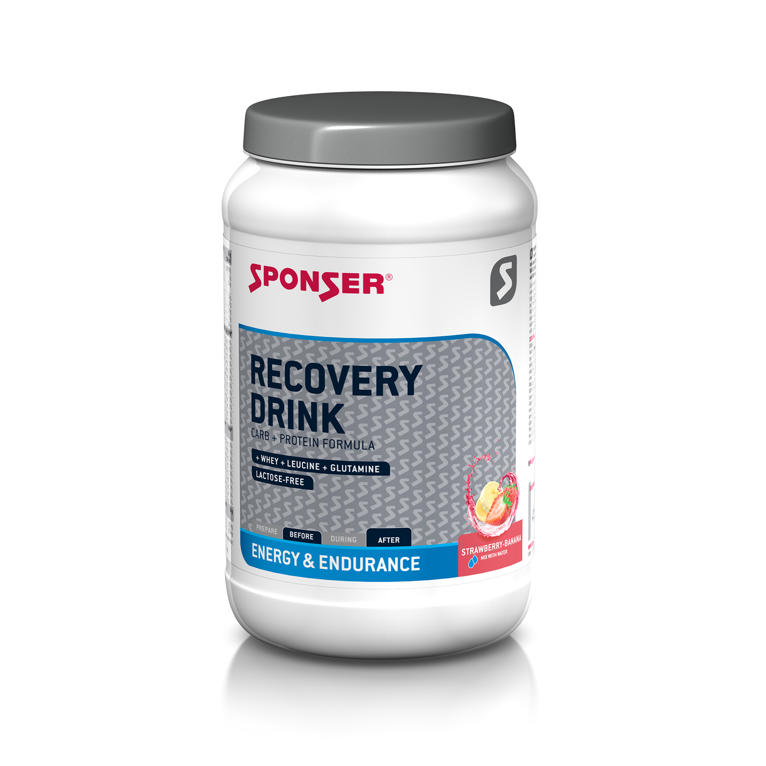 Sponser Recovery Drink Strawberry/Banana Dose 1200g ,  Veloteile, Velo Ersatzteile, Biketeile, Bike Ersatzteile, Rennradteile,  Rennrad, Velozubehör, Cycle Store, Veloshop, Fahrradshop, Bikeshop,  Rennveloshop, Veloreiniger, Bikereiniger