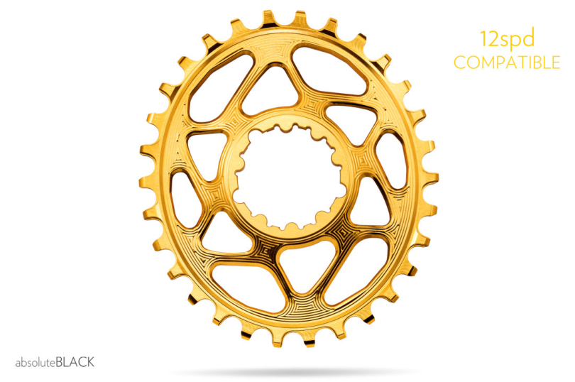 absolute Black Sram Oval Boost 3mm Offset Spiederless 30 Zähne gold Kettenblatt