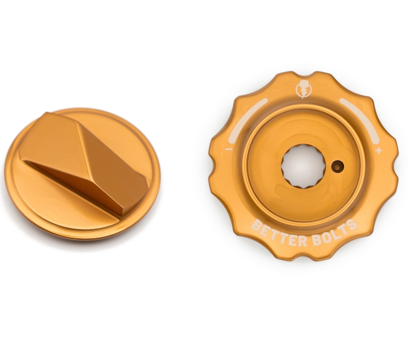 Better Bolts Fox 36/38/40 Grip 2/Grip X2/Grip X Federgabel HSC Dial Top Cap/Air Cap champagne gold