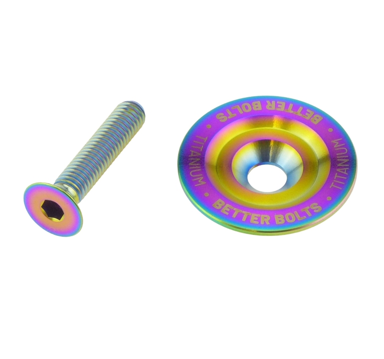 Better Bolts Steuersatz Top Cap Titan 1 1/8" mit Senkkopf-Schraube Titan M6x30mm rainbow