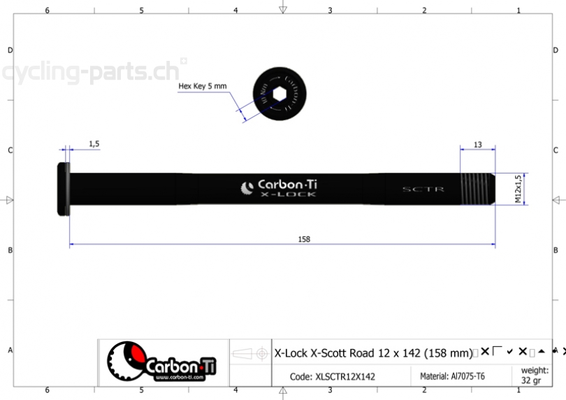 Carbon Ti X-Lock X-Scott Road 12 x 142 (158 mm) black Steckachse