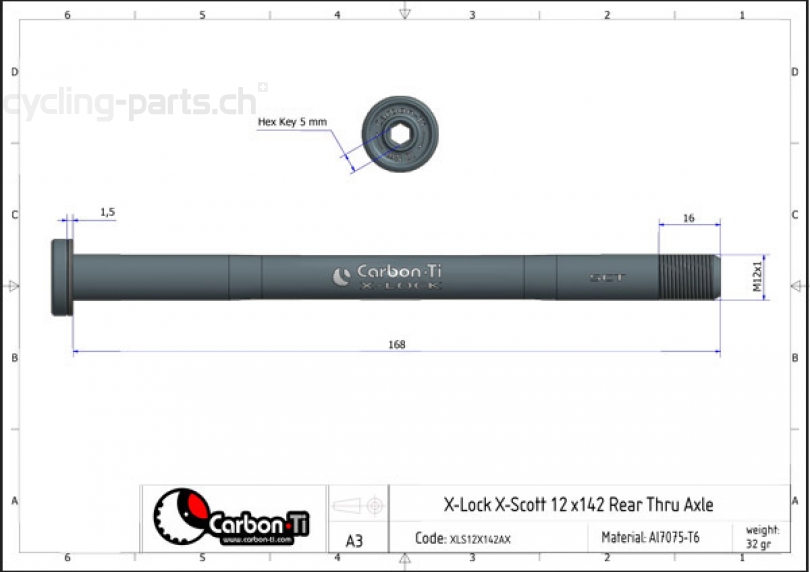 Carbon Ti X-Lock X-Scott 12x142 M12x1 black Steckachse