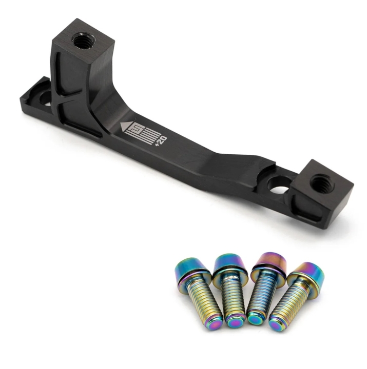 Freedom Coast Disc Adapter Postmount 160/180mm +20mm black inkl. Better Bolts Titan-Schrauben rainbow