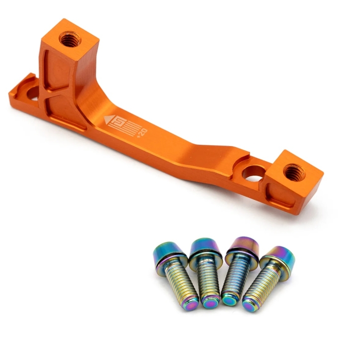 Freedom Coast Disc Adapter Postmount 160/180mm +20mm orange inkl. Better Bolts Titan-Schrauben rainbow