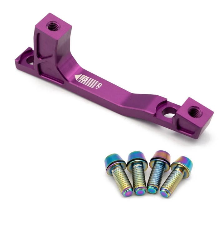 Freedom Coast Disc Adapter Postmount 200mm +20mm purple inkl. Better Bolts Titan-Schrauben rainbow
