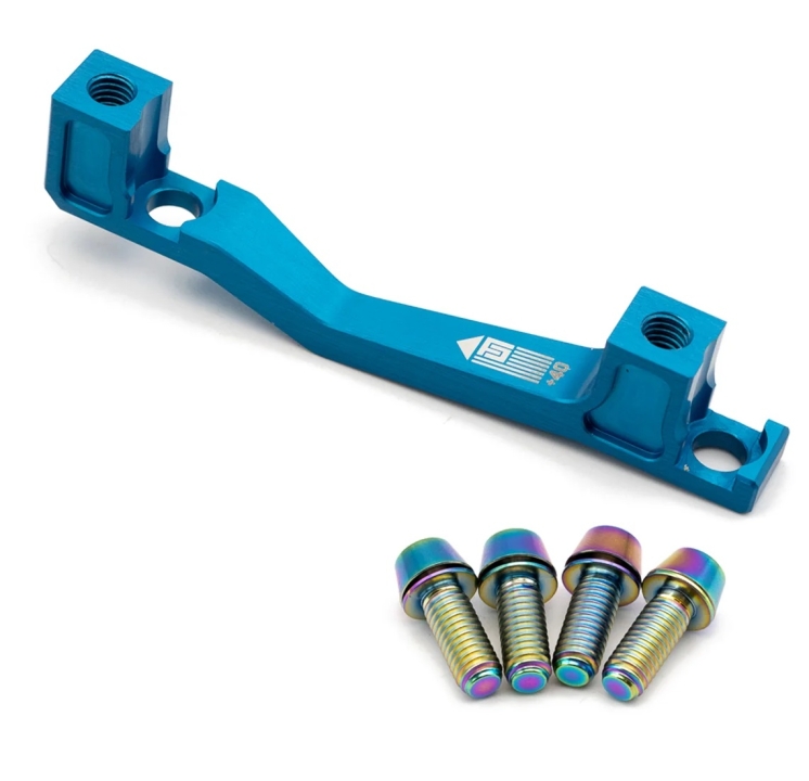 Freedom Coast Disc Adapter Postmount +40mm blue inkl. Better Bolts Titan-Schrauben rainbow