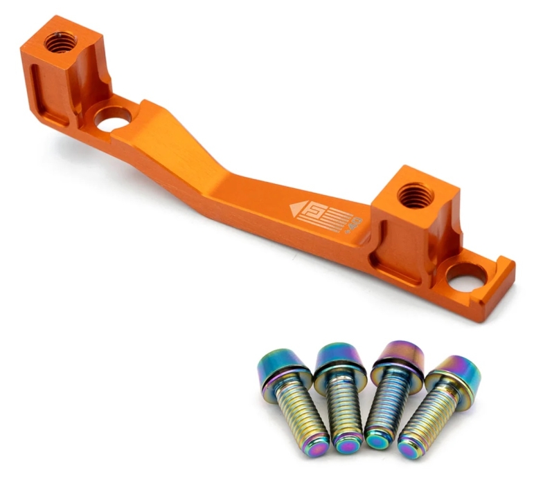 Freedom Coast Disc Adapter Postmount +40mm orange inkl. Better Bolts Titan-Schrauben rainbow