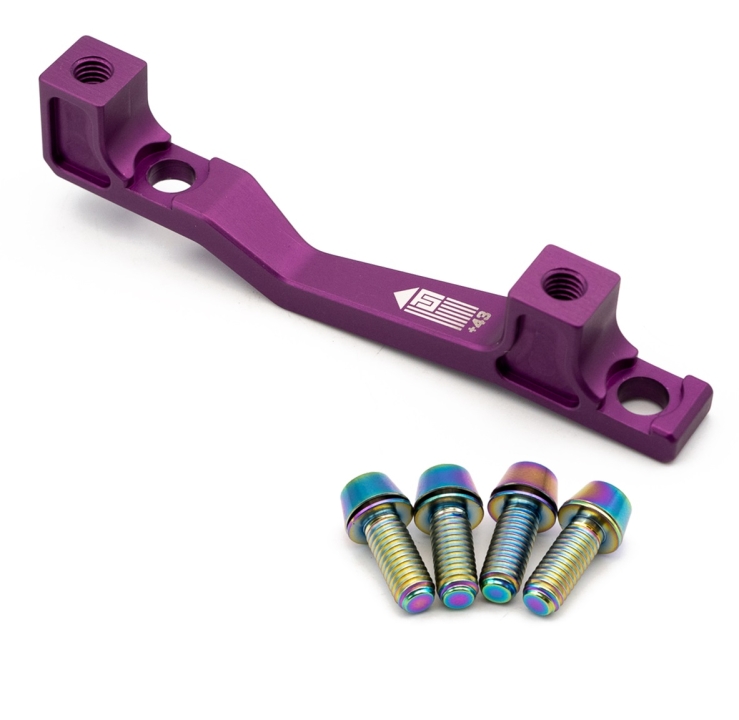 Freedom Coast Disc Adapter Postmount +43mm purple inkl. Better Bolts Titan-Schrauben rainbow