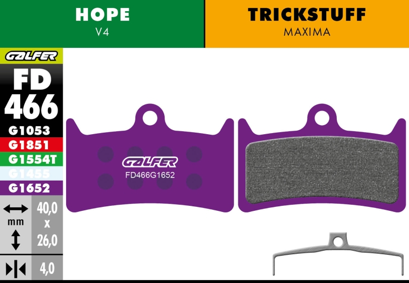 Galfer E-Bike FD466 Hope EVO GR4/TR4/Tech 3 V4/4 V4 Trickstuff Maxima Bremsbeläge