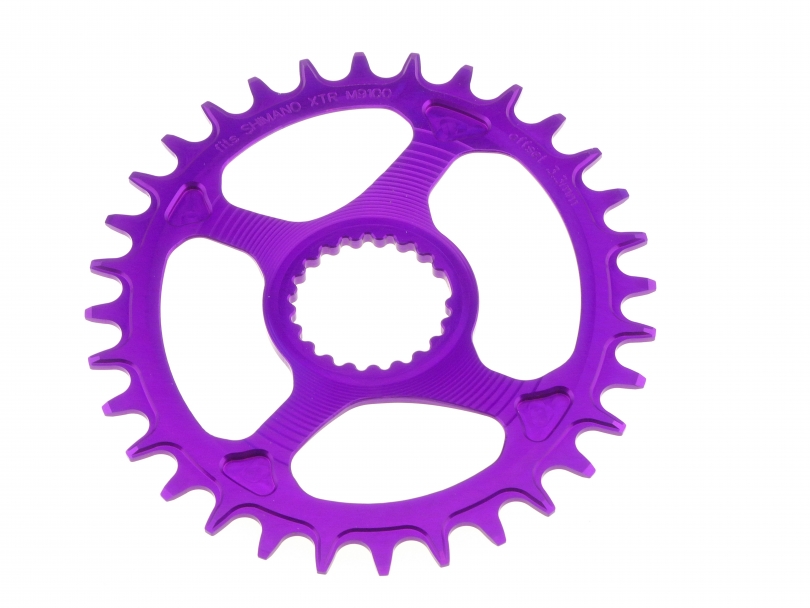 Garbaruk Shimano XTR M9100/XT M8100/SLX M7100/Deore M6100 Oval 30 Zähne purple Kettenblatt