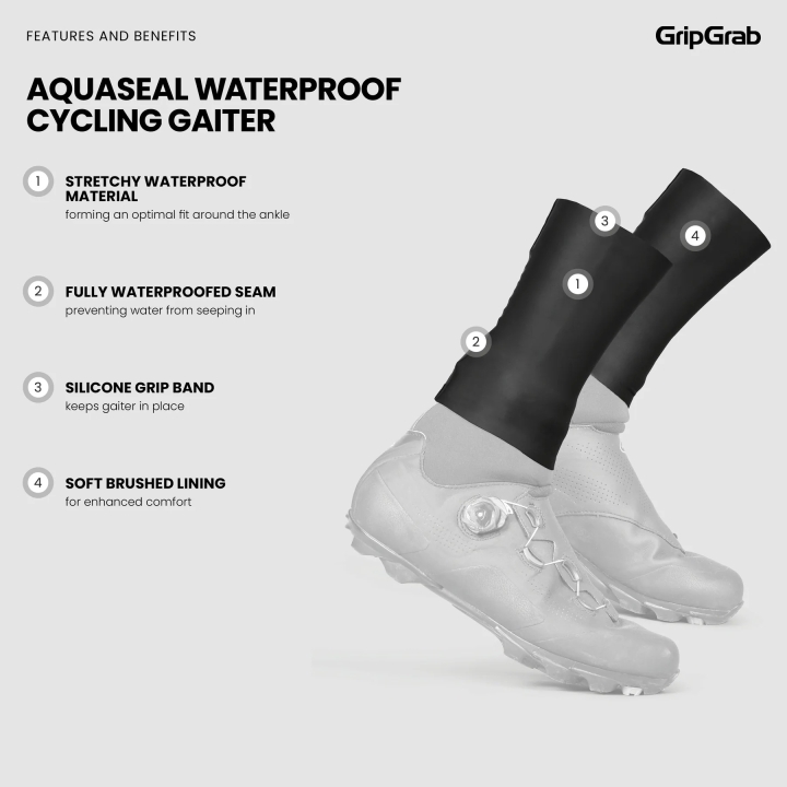 GripGrab AquaSeal Waterproof Cycling Gaiter black