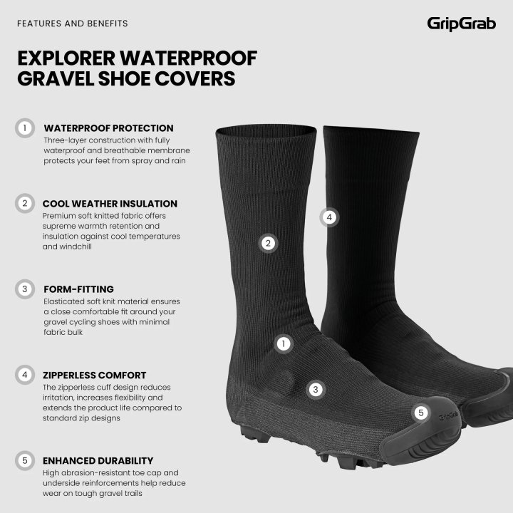 GripGrab Explorer Waterproof Gravel Shoe Covers black