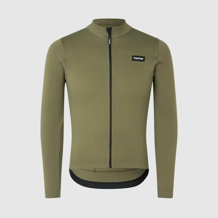 GripGrab EXPLR Merinotech Thermal Long Sleeve Jersey olive green