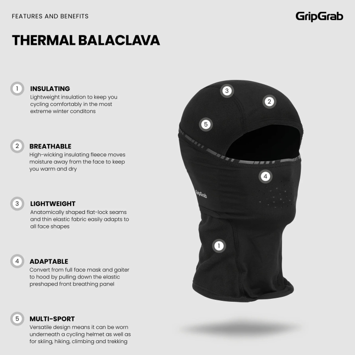 GripGrab Kids' Thermal Winter Balaclava black