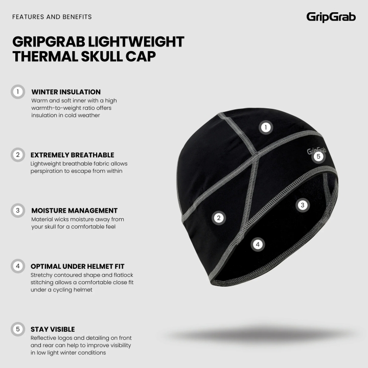 GripGrab Kids' Thermal Winter Skull Cap black