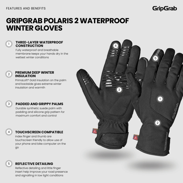 GripGrab Polaris 2 Waterproof Winter Gloves black