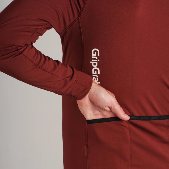 GripGrab RIDE Thermal Long Sleeve Jersey dark red