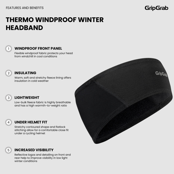 GripGrab Thermo Windproof Winter Headband black