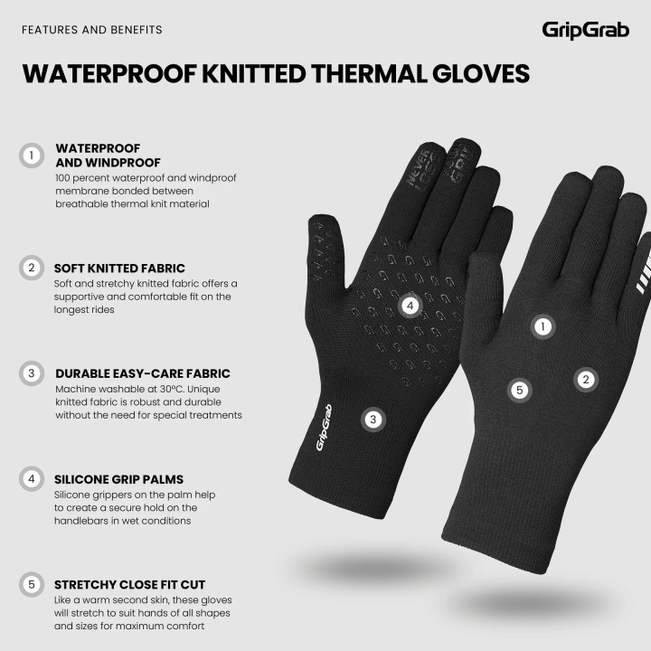 GripGrab Waterproof Knitted Winter Handschuhe black
