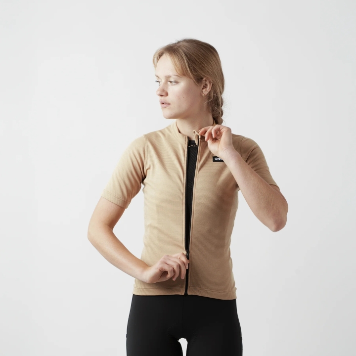 GripGrab Women's EXPLR Merinotech Short Sleeve Jersey beige