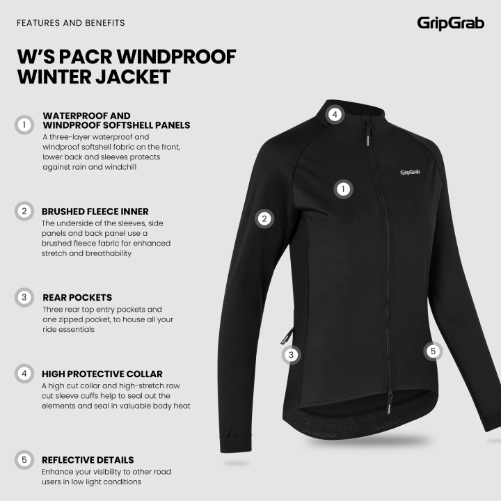 GripGrab Women's PACR Windproof Winter Jacket black