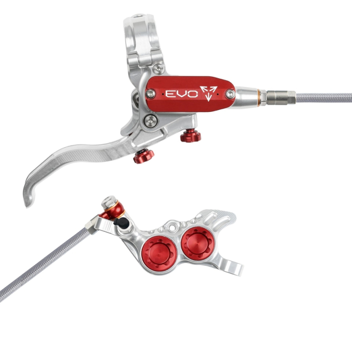 Hope EVO GR4 silver/red Stahlflex Scheibenbremse hinten
