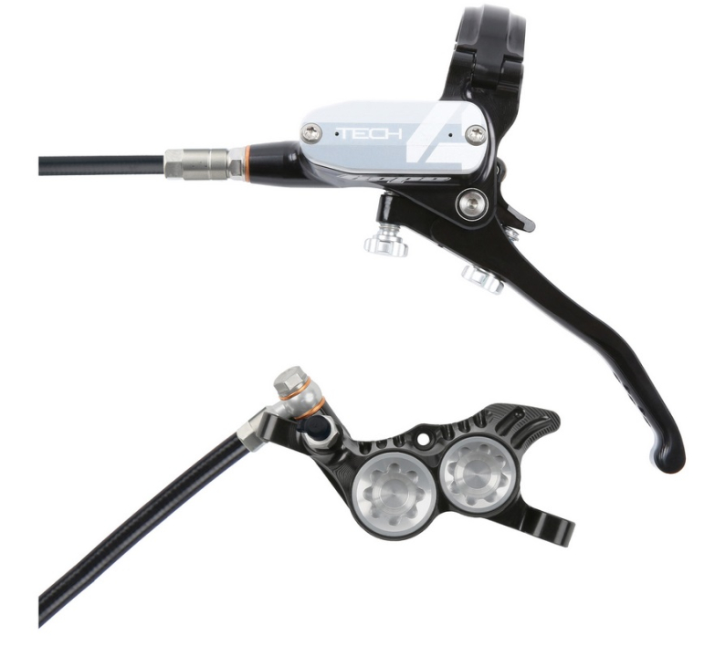 Hope Tech 4 V4 black/silver Stahlflex Scheibenbremse hinten