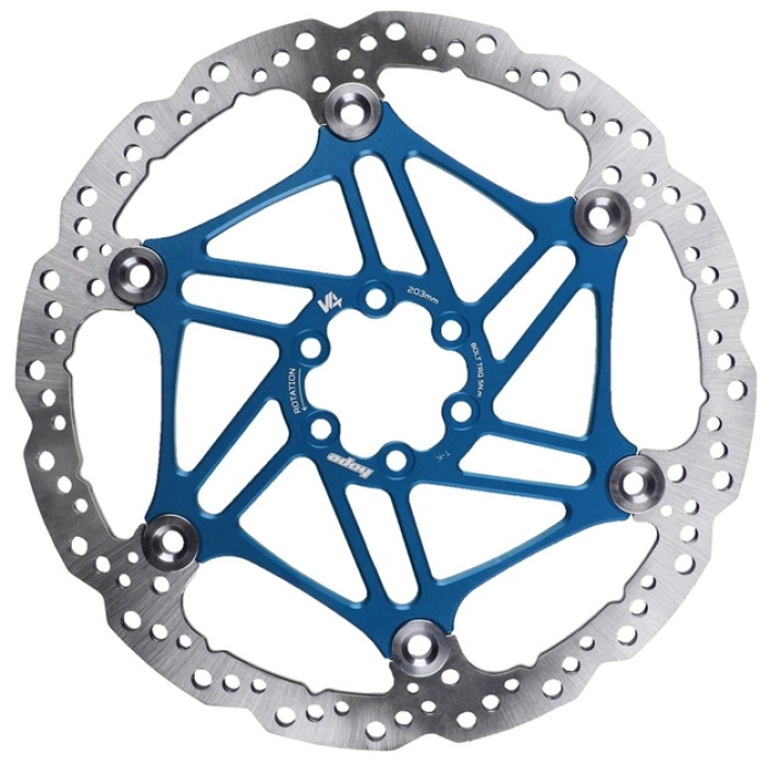 Hope Vented V4 Floating Rotor 6 Loch 203mm/3.3mm blue Bremsscheibe